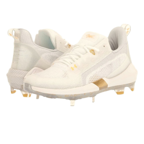 Under Armour Mens Harper 6 Low ST Baseball Cleats white gold size 9 brand new - Picture 1 of 8